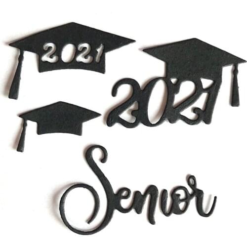 Miss Vintage 2021 Graduation Hat Nunmber Set Metal Cutting Dies Stencils Die Cut For DIY Scrapbooking Album Paper Card Embossing