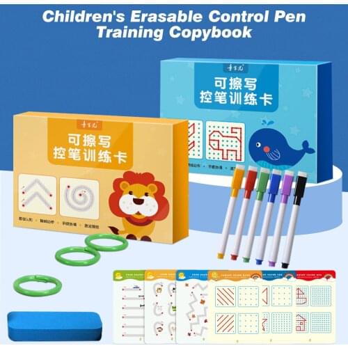 Kids Educational Toys Erasable Pen Control Training Toy with 24 Cards 6 Markers 1 Eraser 3 Binder Rings for Toddlers