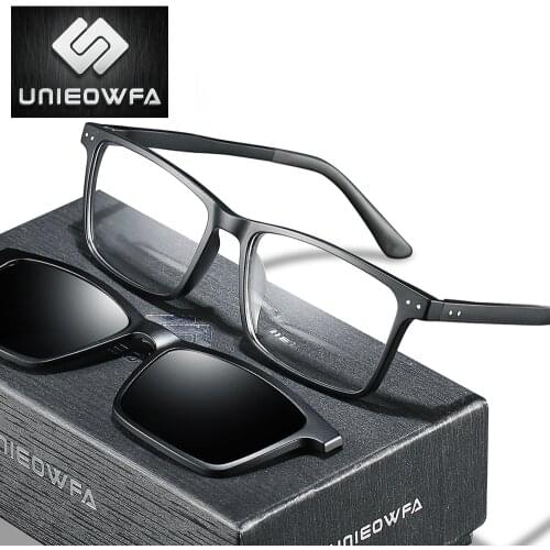 Retro Optical Glasses Frame Men Myopia Prescription Eyeglasses Frame Men Vintage Polarized Magnet Clip on Sunglasses Rectangle