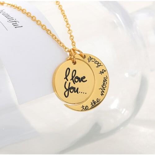 2pcs I Love You To The Moon and Back Couple Necklace Sun Moon Matching Letter Necklace Love Jewelry Collier Femme BFF