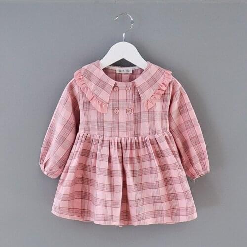 Baby Girls Dresses Kids Long Sleeve Fall Winter Clothes Preppy Style Plaid Sweet Princess Dress Children Elegant Autumn Outfits