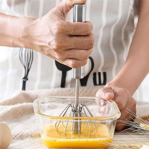 Stainless Steel Semi-automatic Egg Beater Manual Whisk Hand Mixer Self Turning Egg Stirrer Home Kitchen Stir Bar Baking Tool