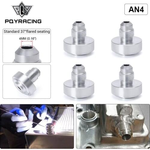 PQY - 4PCS/PACK Top Quality Aluminum AN4-AN Straight Male Weld Fitting Adapter Weld Bung Nitrous Hose Fitting Silver