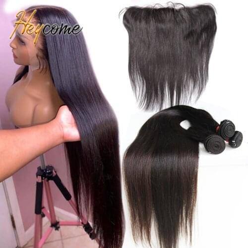 Bundles with Closure Brazilian Hair Weave Bundles with Lace Closure Remy 100% Human Hair Bundles With Frontal Straight 4 Bundles
