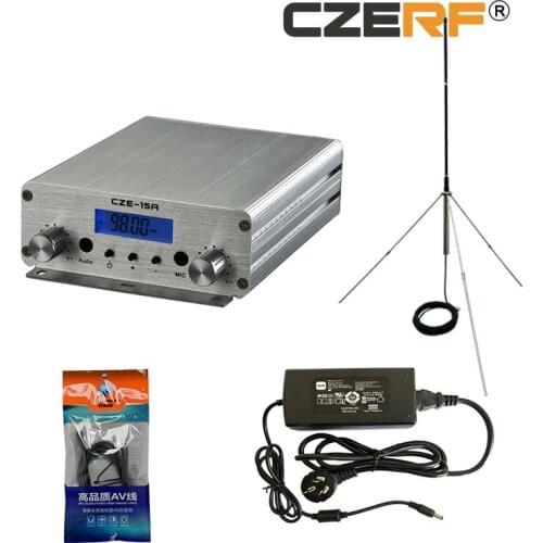 70-90MHz CZE-15A 15W Broadcast Radio Station FM Transmitter Handsfree with outdoor antenna kits
