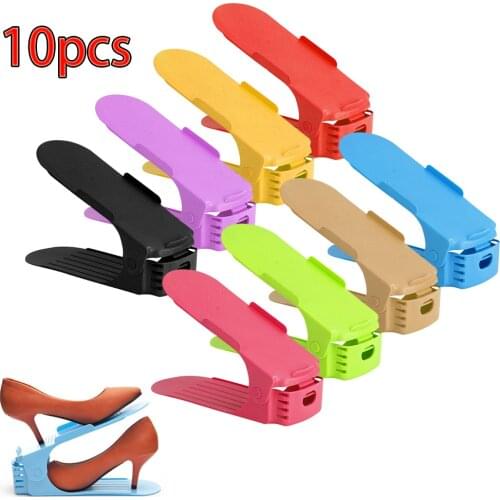 10pcs Adjustable shoe organizer Shoe Rack Storage Double Layer Rack Holder Space Saving Cabinet Home Tools Shoe Hanger shoes box