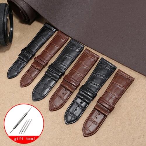 Yopo Genuine Leather Strap Replacement FM 6000H Series Large Watchband 22 24 26mm Black Brown Bracelet Without Buckle