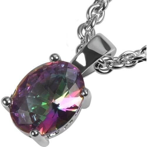 Rose Rainbow Crystal Zircon 925 Sterling Silver Fashion Pendant PPP14