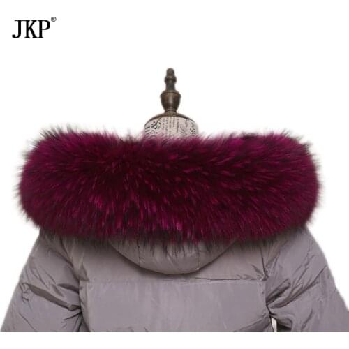 JKP Raccoon Fur Collar Real Fur Scarf Soft Thicken Warm Hat Accessory Natural Raccoon Fur Collar 2019 New Fashion Shawl