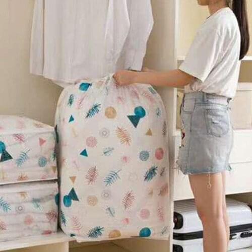 Folding Lemon Triangle Print Drawstring Clothing Blanket Storage Bag Quilt Pouch Portable Lemon/Triangle Print Storage Bag