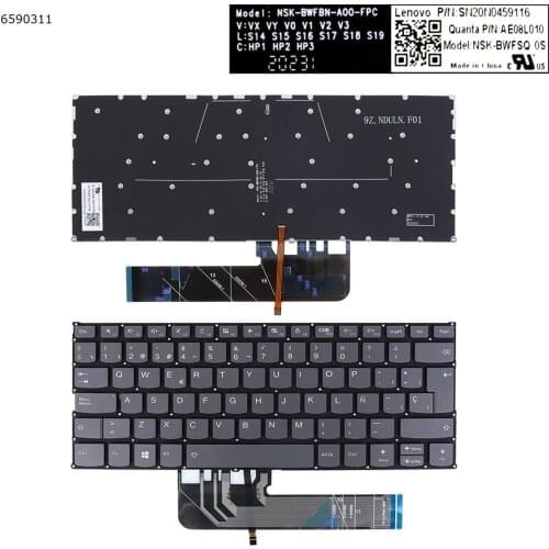 SP Spanish New Original Replacement Keyboard for Lenovo YOGA 530-14 530-14IKB 530-14ARR Laptop Gray with Backlit NO Frame