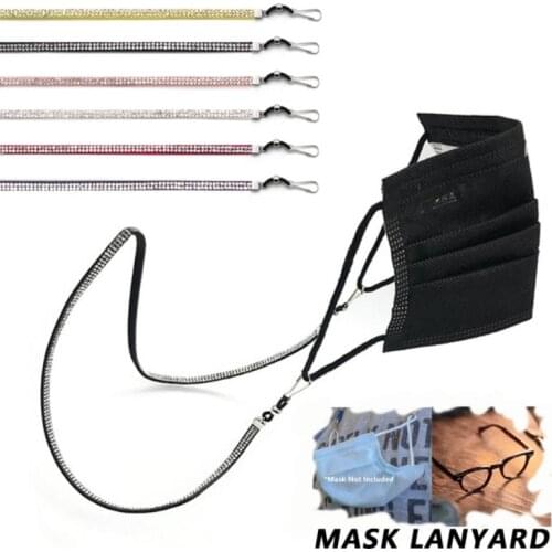 Rhinestone Sunglasses Chain Women Anti Slip Reading Eyewears Necklace Acrylic Mask Holder Neck Strap Holder Fashion Two Hooks