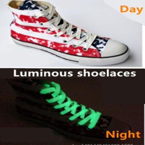 1 Pair Luminous Shoelaces Flat Sneakers Canvas Shoe Laces Glow In The Dark Night Color Fluorescent Shoelace 100cm
