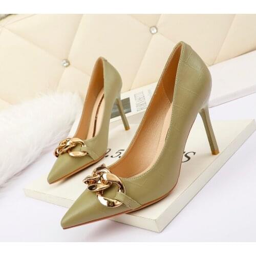 Womens Shoes 2020 High Heels Pumps OL Buckle Fashion Ladies Shoes Sexy Heels Patent Leather Women Party Shoe Female Stiletto