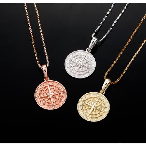 100% 925 Sterling Silver Compass Pendant High Quality Gold/Platinum Plated Fine Jewelry Personalized Jewelry For Women