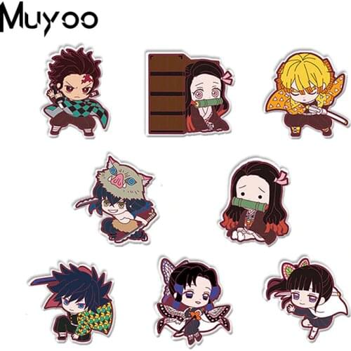 New Arrival Demon Slayer Kimetsu no Yaiba Characters Epoxy Acrylic Resin Lapel Pin Handmade Badge Pin