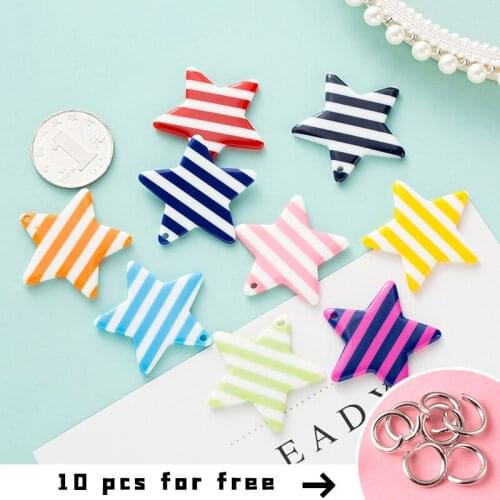 10PCS Colorful Star Resin Striped Star Charm Accessories for Jewelry Making DIY Keychain Keyring Charms Pendants Accessories