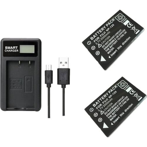 2 pcs 2000 mAh NP-120 NP 120 Battery with charger for Fuji NP120 Pentax DL17 Kyocera-Contax BP1500 RICOH DB-43 FinePix F11 M603