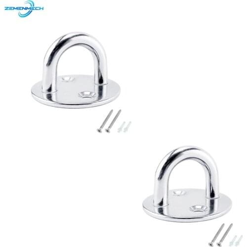 2X 8mm Stainless Steel Round Pad Eye Plate Staple Ring Hook Hardware Shade Sail Sailboat Kayaking Canoe Boat Yacht Yoga Hardware