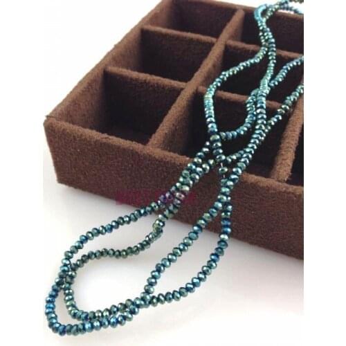 Free Shipping 390pcs Lake Blue Plated Crystal Glass Faceted Rondelle Beads 2mm