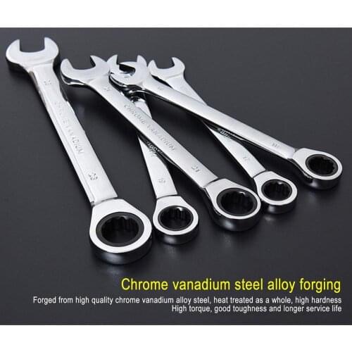 6-24MM 72 Teeth Fixed Head Combination Ratchet Wrench Multiuse Wrenches Dual Use Spanners Auto Repair Hand Tools