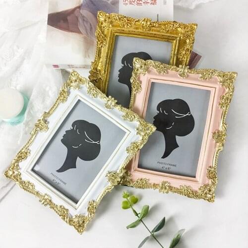 6inch Resin vintage photo frame beauty European gold carved wedding photo frame