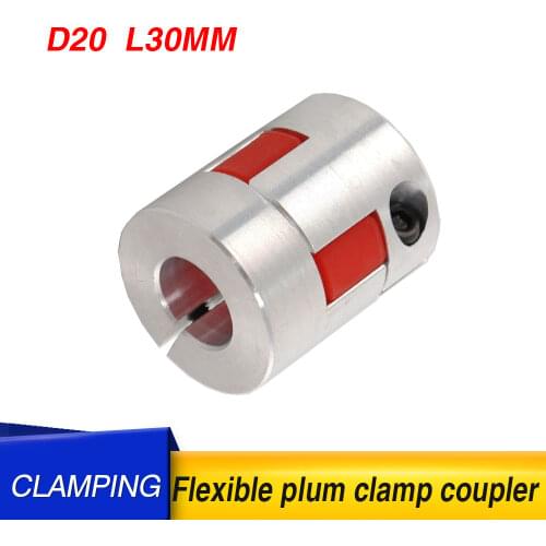 Free shipping Flexible plum clamp coupler D20 L30 shaft size 5/6/6.35/8/10mm CNC Jaw shaft coupling 5mm 8mm