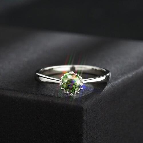BOEYCJR 925 Silver snowflake 0.5ct/1ct/ green Moissanite VVS1 Engagement Wedding Ring With national certificate for Women