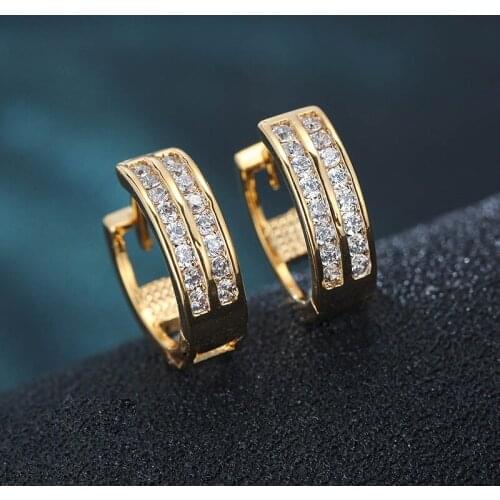 DE023 Fashion Classic Delicacy 4A Zircon Circular Ring Geometry Earrings GIRLS Gift Party Banquet WOMENS Jewelry Earrings 2021