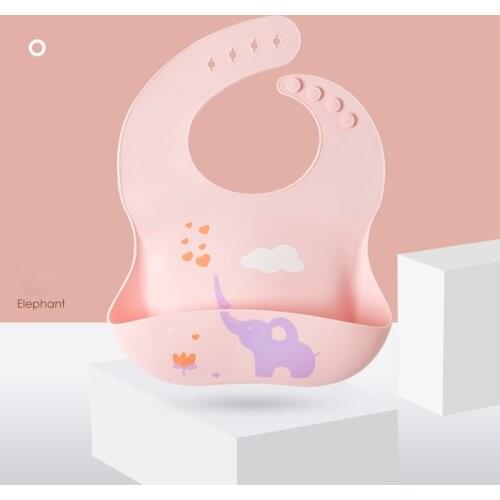 Baby Bibs Girl Silicone Bib Adjustable Pink Cartoon Waterproof Saliva Dripping Bibs Soft Saliva Towel Drooling Infant Clothes