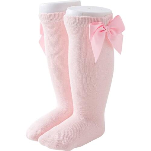 Infant Kids Baby Girls Bowknot Stockings Solid Leggings Warmer 0-7Years Knee High Princess Formal Match Stockings