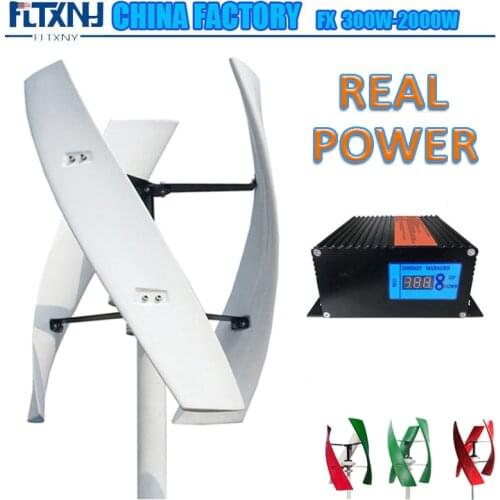 FLYT Vertical Axis Wind Turbine Generator 600W 800W 1000W 12V 24V 48V 96V with Hybrid Controller Upright Windmill for Home