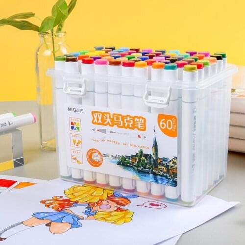 Double Head Marker Pen Painting Pen 60 Colors Sketch Multicolor Comics Student School Art Supplies Drawing Set Alcohol Ink