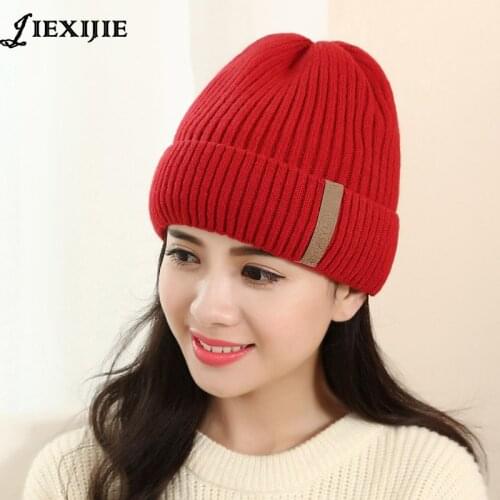 Elegant Winter Wool Knitted Fur Women Cap Beanies Casual Solid Color Sets hat