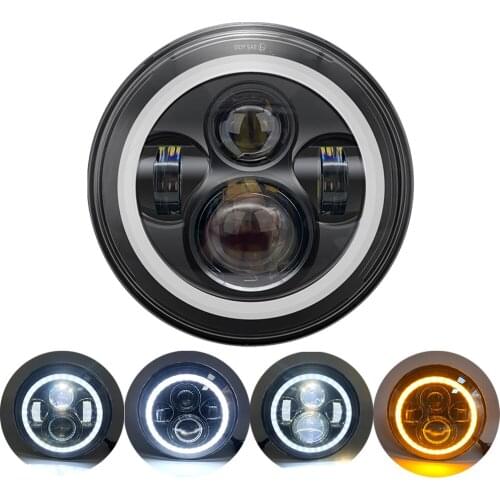 Running Light 75W Car Led 7inch Car Accessories Angel Eyes H4 Led Headlight For Lada Niva 4X4 Uaz Bronto Hunter Hummer Harley