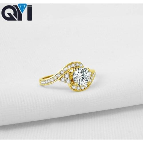 Advanced Customization 14K Solid Yellow Gold Rings Women Engagement Ring Round Sona Simulated Diamond For Wedding Jewelry