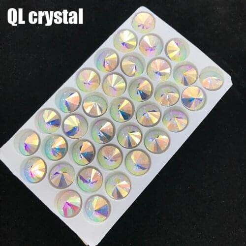 Wholesale All Sizes Colors AB Round Rivoli glue on Rhinestone pointback Glass Crystal Sew-on Stone for DIY clothes material