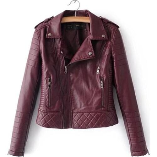 Women Leathers Jacket Coat 2020 Winter New Fashion Turn Collar Faux Leather Jackets Female Zipper Pockets Short Coat Women tops