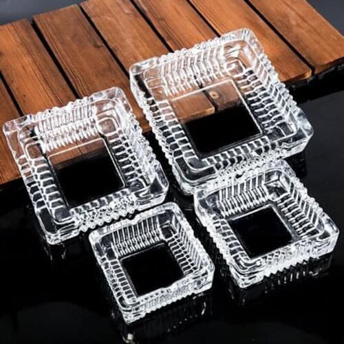 Square Cigar Ashtray for Household Living Room Desk Ash Tray KTV Cigar Holder Smoking Supply Transparent Crystal Glass Ash Tray
