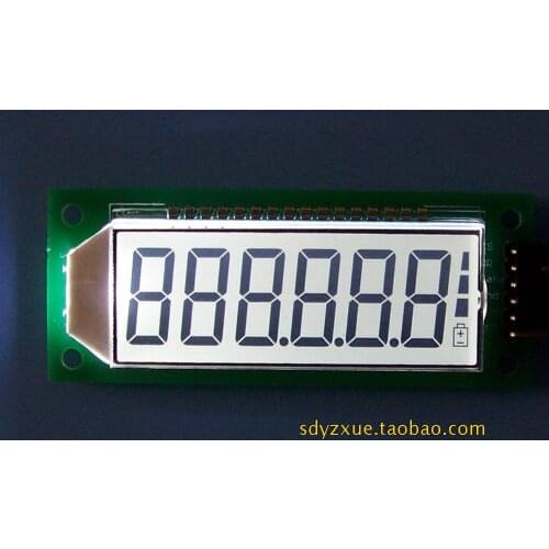 Microcontroller 6-digit 8-character Segment Code LCD Screen Display Module with Decimal Battery Symbol White Backlight