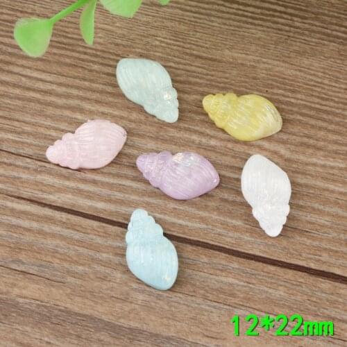 Mini Order 20pcs/Lot 12*22mm Flatback Transparent Style Colorful Sea Snail Resin Cabochon Clay Beads Charms Embellishments