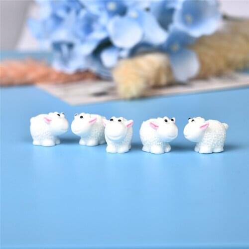 5Pcs Set Kawaii Mini Sheep Animals Home Micro Landscaping Figurines Miniatures Decor DIY Accessories Fairy Garden Supplies