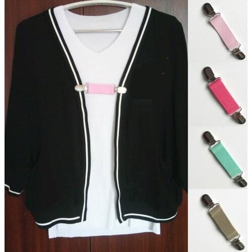 Fashion Alloy Metal Costume Cardigan Clips Solid Color Collar Buckles For Sweater Brooch DIY Decoration Supplies