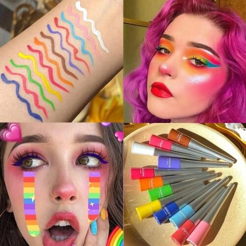 12 Colors Neon Liquid Eyeliner Pencil Waterproof Colorful Blue Green Yellow White Eye Liner Pen Women Makeup Eyes Cosmetics