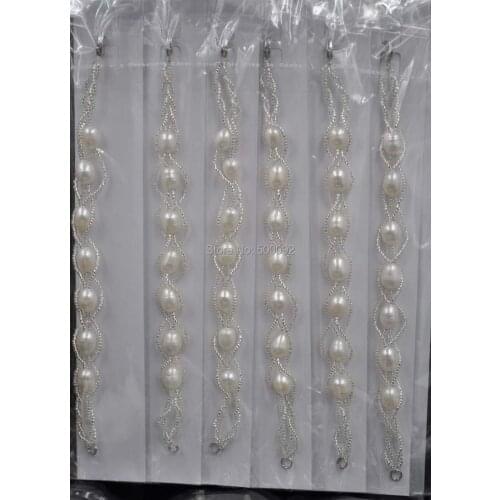 Wholesale 12 Qty rice white freshwater pearl bracelets