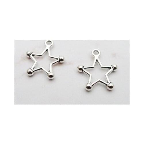 30 Pieces/Lot 16*18mm Antique Silver Color Five-Pointed Star Star Paw Charms For Jewelry Making Fashion Accessories Wholesale