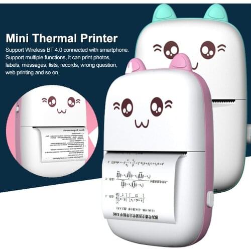 Portable Thermal Printer CAT Print Paper Photo Mini Pocket Thermal Printer 58mm Printing Wireless Bluetooth Android IOS Printers