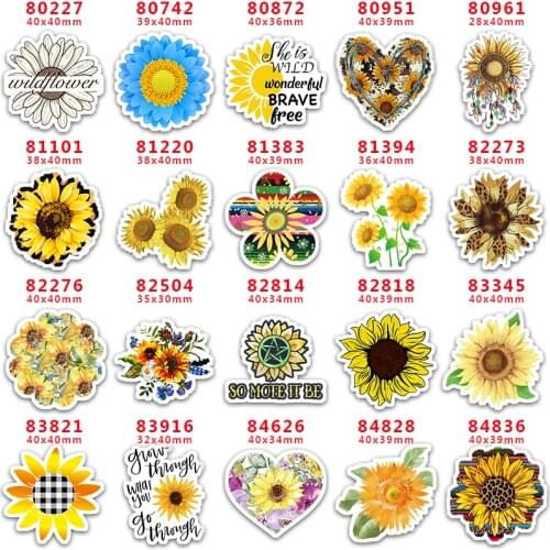 DIY Craft Supplies Sewing Accessories Cartoon Sunflower Printed Planar Resins Mold 10 Pieces. PR-80227