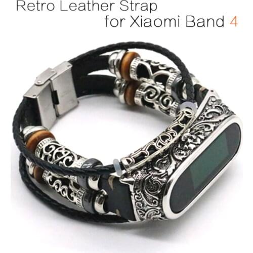 For Mi Band 4 Strap Retro Genuine Leather Watch Band Bracelet for Xiaomi Mi Band 5 Wristband Accessories for Mi Band 4 Pulseira
