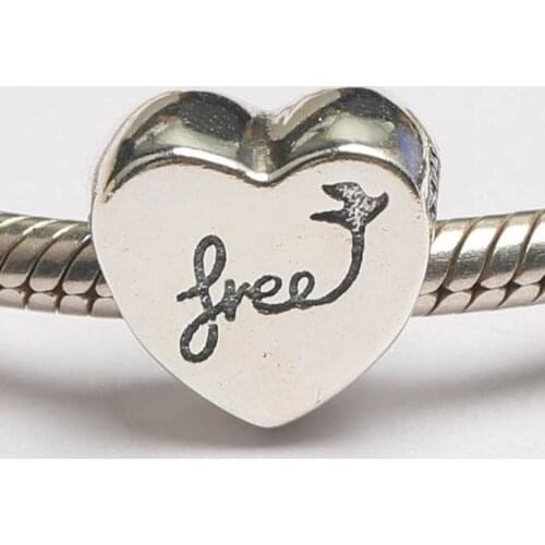 Authentic S925 Bead DIY Jewelry Free Heart Charm fit Lady Bracelet Bangle Lady & Girl Gift
